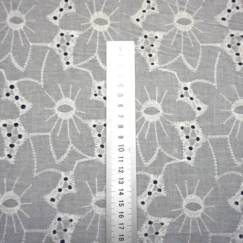 Pure Cotton Embroidered Cotton Cloth Lace Full-Scale Hollow Outdubai Fabric Embroidery