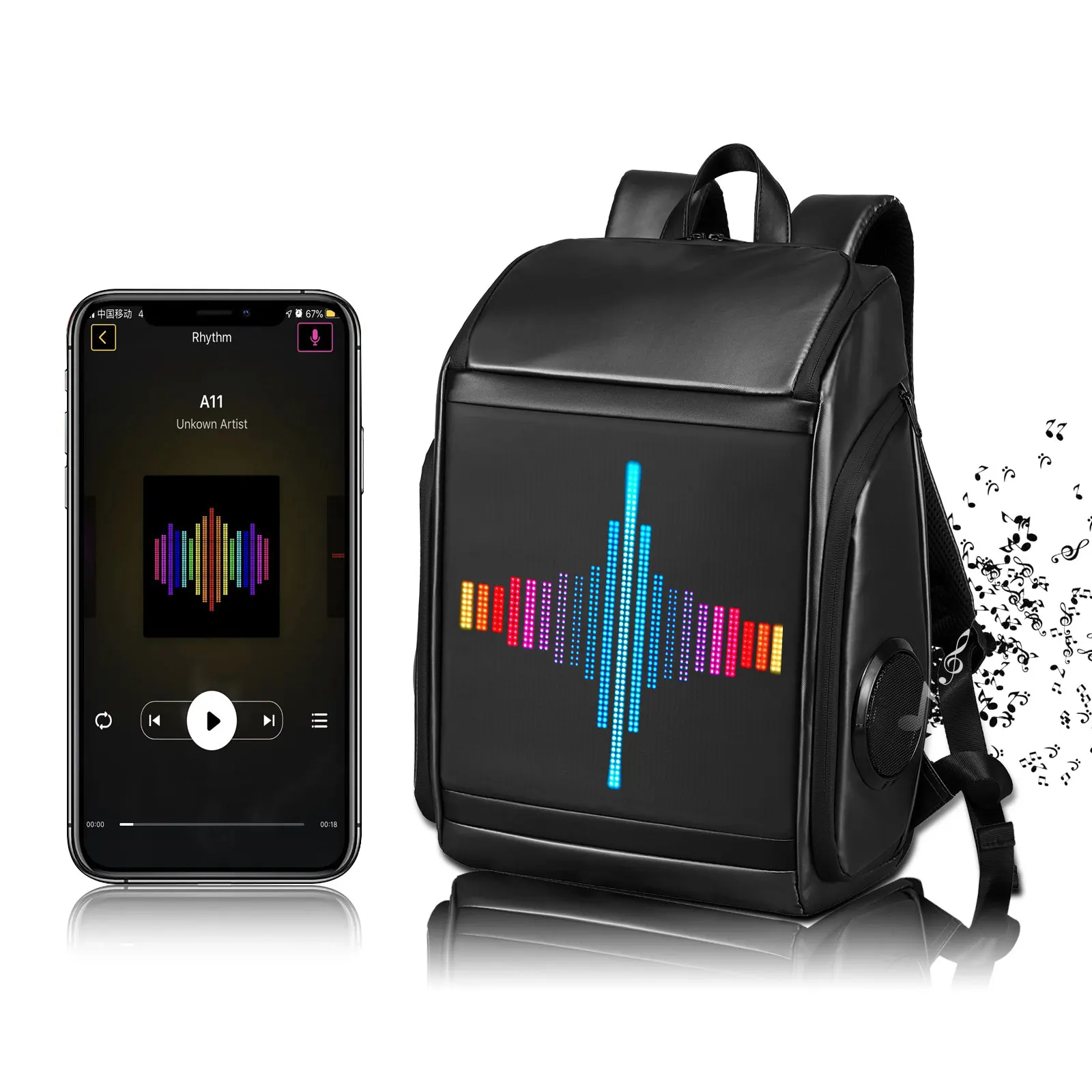Crelander Новое поступление Bluetooth водонепроницаемый многофункциональный изготовленный на заказ Оксфордский материал умный музыкальный светодиодный рюкзак с динамиком