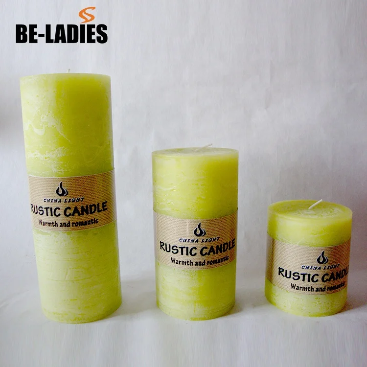 Paraffin wax rustic pillar candle for decoration wedding event