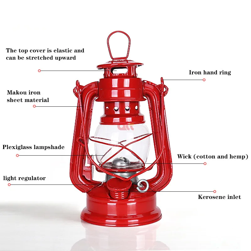 iron oil burning lantern/factory vintage kerosene lamp/tent outdoor camping light red