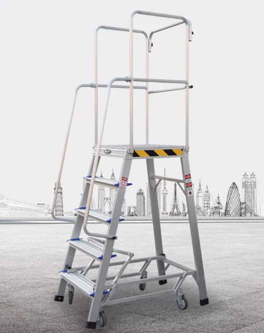 Industrial-Style Aluminium Alloy Work Platform Elevator with Lifting Wheels for Warehouses and Workshops