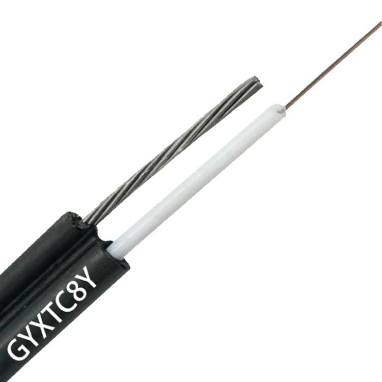 Outdoor Aerial Optical Fiber Cable 2 4 12 16 24 Core GYXTC8Y GYXTC8S GYTC8A FTTH Optic Drop Fig8 Type Cable with Steel Messenger