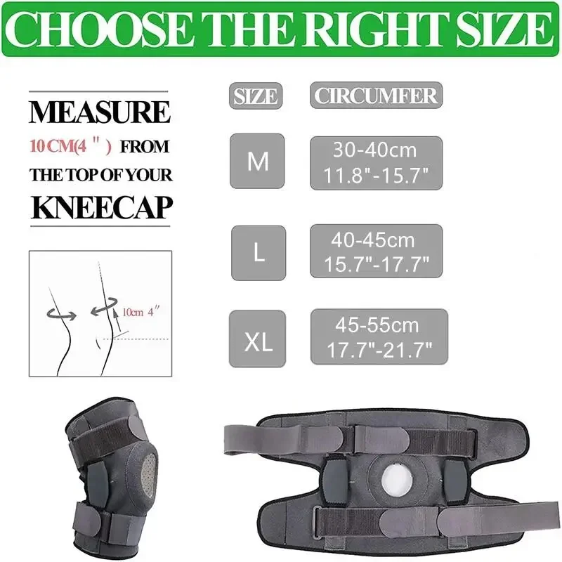 Hinged Knee Brace Adjustable Knee Support Pads Patella Protector Dual Side Stabilizers Relieves Arthritis Meniscus Tear ACL PCL