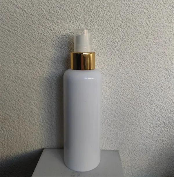 cosmetic cream pump bottle 50ml bottle pump head and skin cream bottle cap with cover Bright golden aluminum