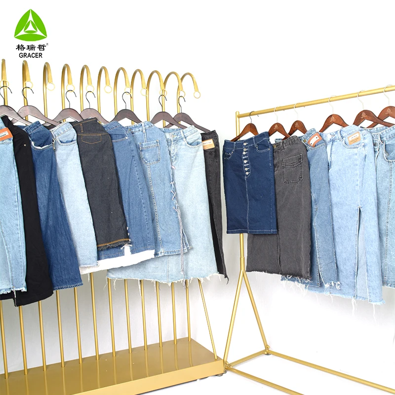 Used Imported Clothes Ladies Jeans Skirt in Bales Second Hand Clothes Australia Summer for Women Adults Support Clothes 45KG