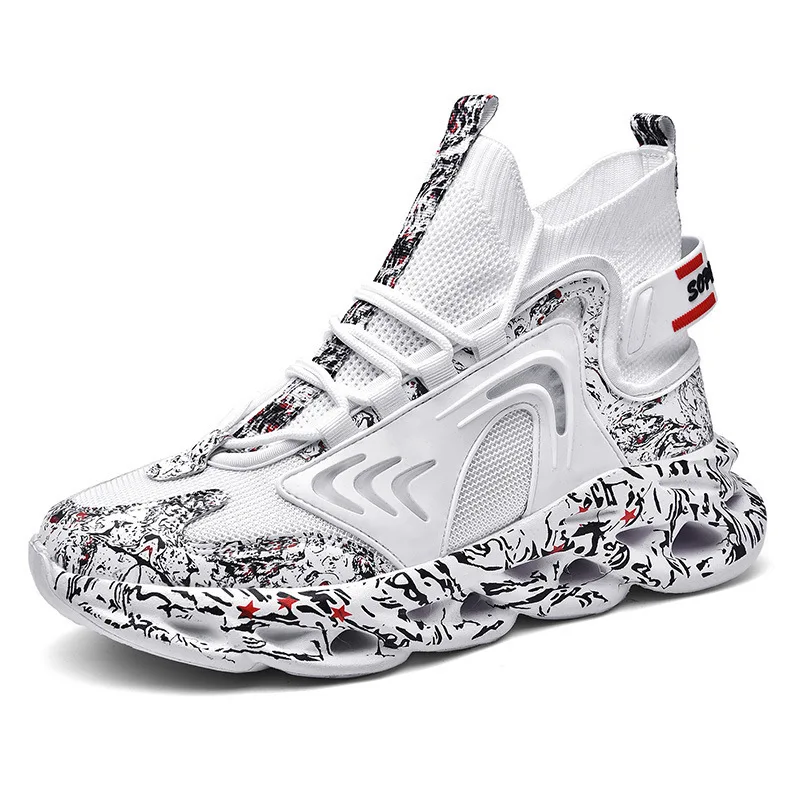 Wholesale in stock  baskets de sport de marque Mens Athletic Outdoor Sneakers High Top Sport Breathable Trainers Basketball shoe