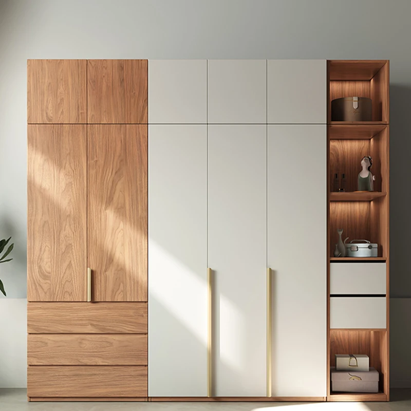 Brown Modern Mdf Melamine Open System Inside Cabinet Designs Furnitures White Sets Woden Sample Bedroom Modular Wardrobe
