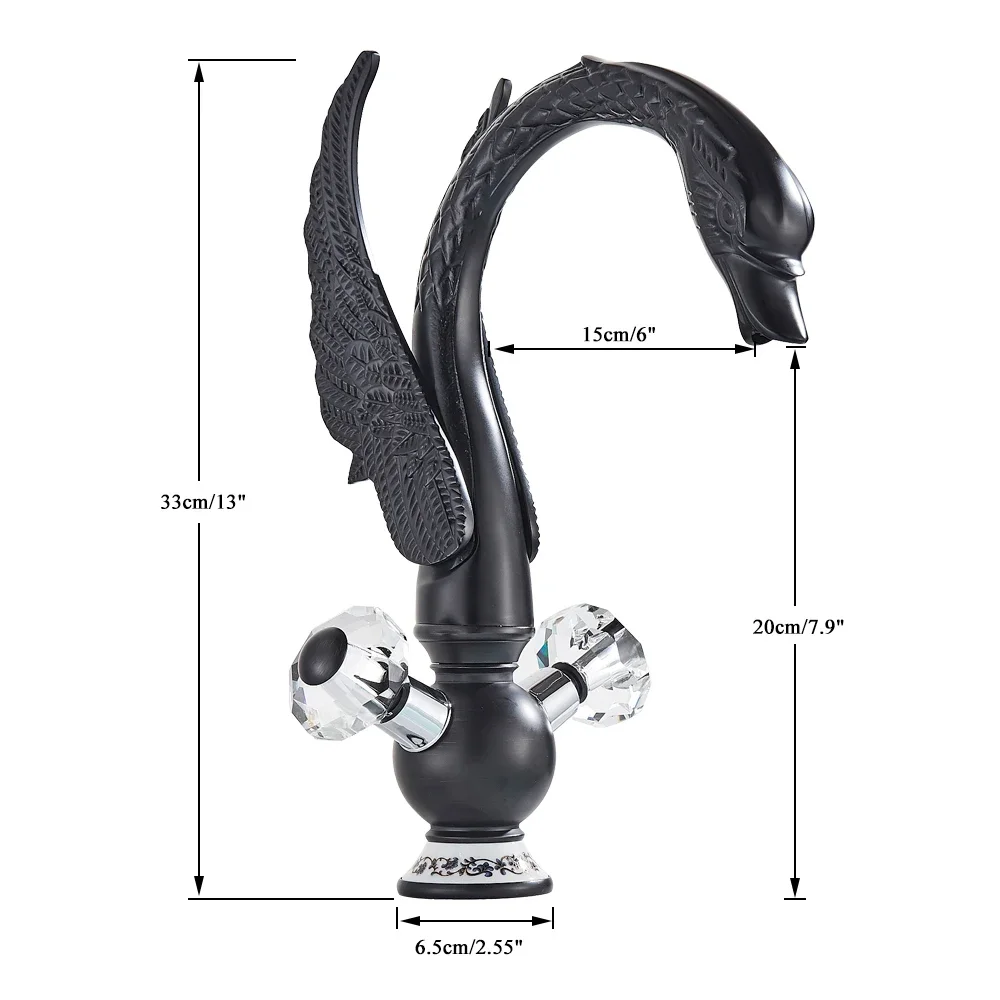 Golden Swan Basin Faucet Deck Mounted Bathroom Faucet Hot and Cold Water Mixer Tap Bath Water Faucet Basin Sink Taps