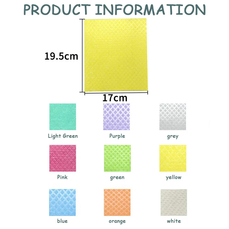Natural Colorful Wood Pulp Cotton Dishcloth Kitchen Cleaning Cloths with Colorful Sponge Cloth Eco-Friendly Cellulose Rags
