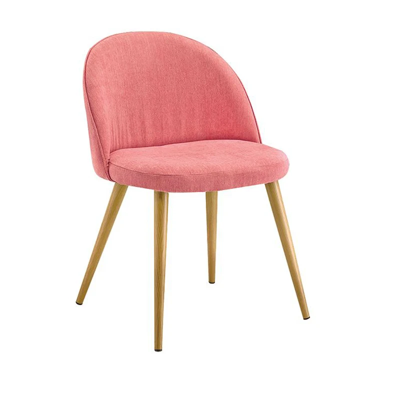 4 Metal Legs Armless Restaurant Cafe Wooden Metal Moden Pink Fancy Fabric Industrial Design Chair Import