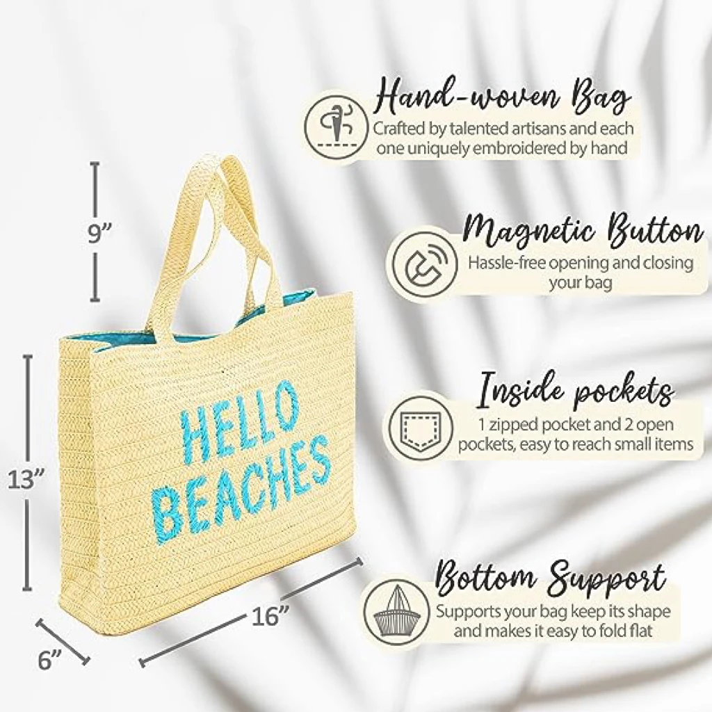 Wholesale Woven Paper Straw Bags Tote Summer Beach Handbags 2023 for Woven