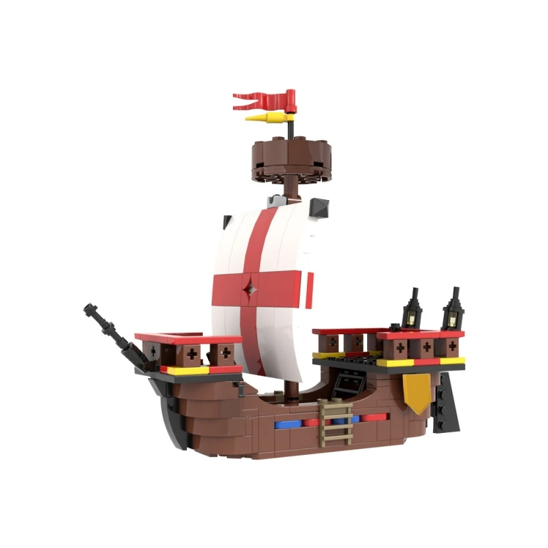 Goldmoc Small Ship MOC-185431 Medieval Cog Ship Model Building Blocks Boat Sailboat Bricks Education Toy