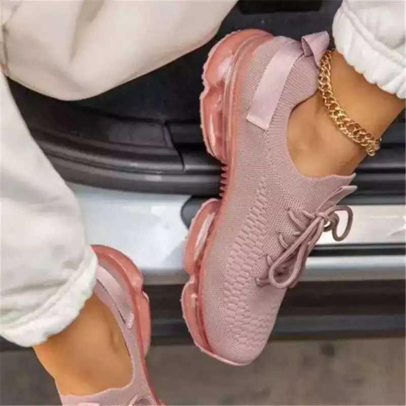 
Running Shoes Women Sneaker Latex Lightweight Walking Breathable Ladies Lace-Up Mesh 