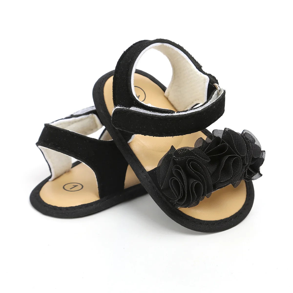 2021 Sandalias De Bebe Breathable Solid Color Soft Sole Newborn Toddlers Summer Floral Flowers Non-Slip Girls Baby Sandals