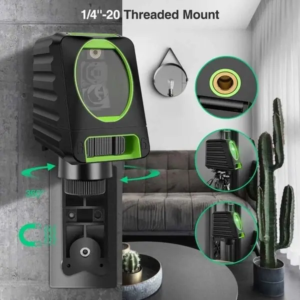 Huepar BOX-1G Electronic Laser Level Self-Leveling Cross Green Rotary 360 Laser Celling Stand