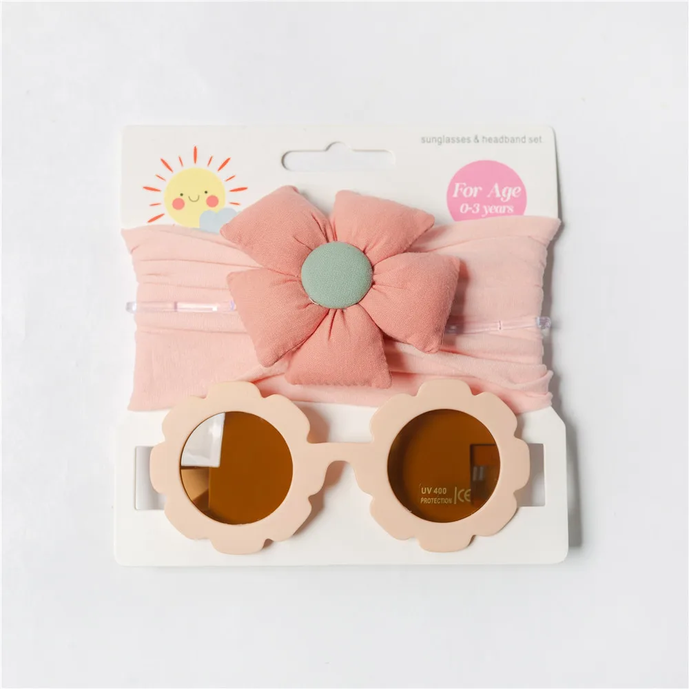 Flower Sunglasses Baby Girls Flower Nylon Headband Baby Boys Girls Seaside Mental Eyeglasses Kids Hair Accessories
