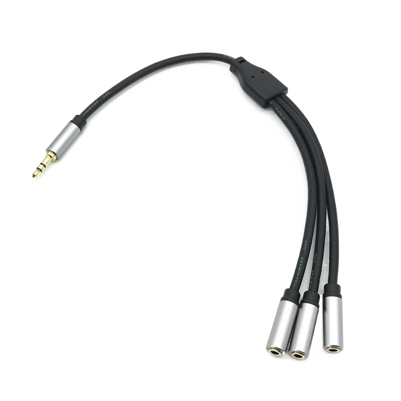 Audio cable one divided into two/three 3.5mm to rca double Lotus head 24k gold-plated copper core composite av audio connection