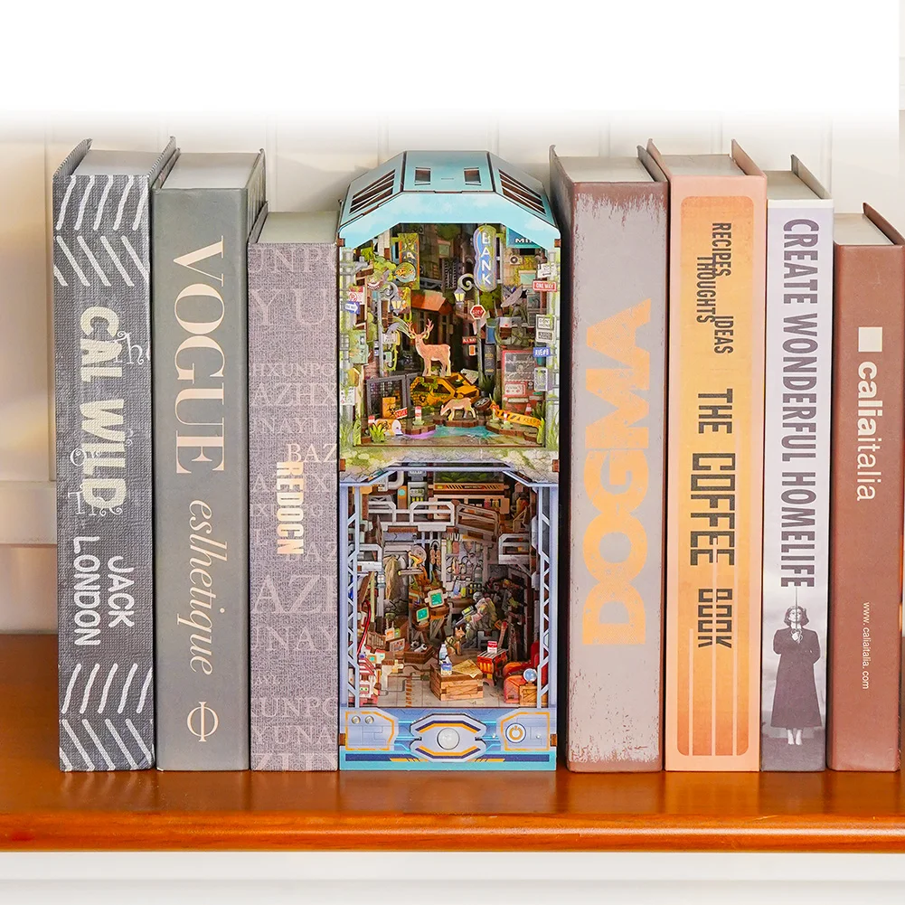Tonecheer Haven Zero TQ132 Shelter Zero Disaster Apocalypse Bookend Puzzle 3D Book Diy Nook Miniature Toys Book Nook