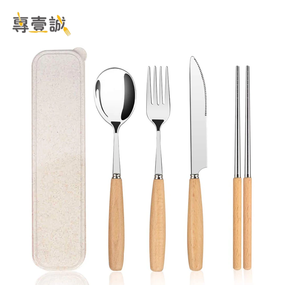 Portable Cutlery Stainless Steel Fork And Spoon Chopsticks Travel Cutlery Set With Case