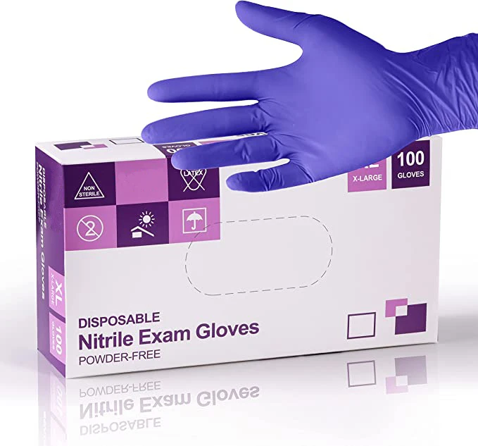 Wholesale Black Purple 4 5 6mil Disposable Mechanic Heavy Duty Powder Free Nitrile Rubber And Latex Sandy Safety Gloves