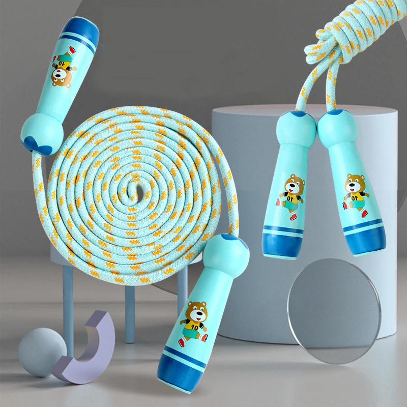 Best Selling 3m Long Skipping Rope Colorful Pattern Printing Wooden Handle Skipping Rope for Children Fitness