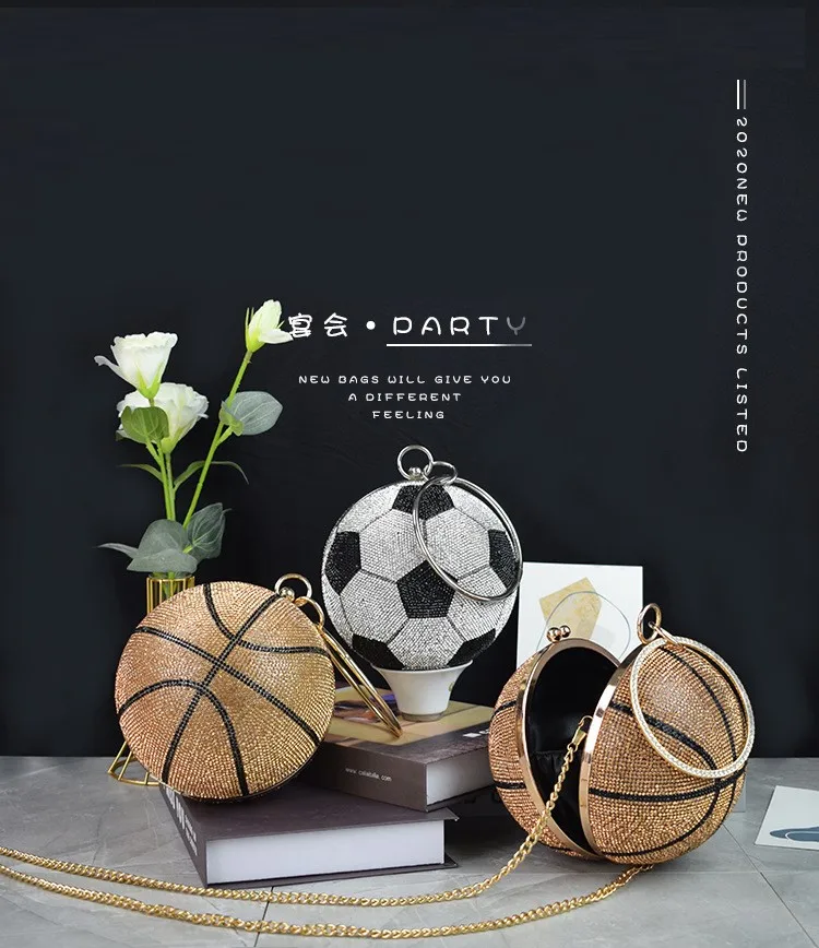 Новый дизайн, сумки со стразами и блестящими стразами, ручные сумки в форме баскетбола, женские сумочки для баскетбола