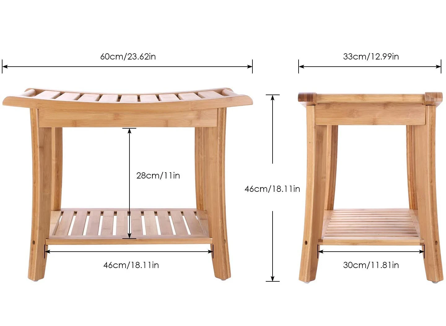 Bamboo Bathroom Shower Bench Stool Non Slip Indoor Outdoor Chairs Waterproof Wooden Bath Spa Bathroom Storage Organizer