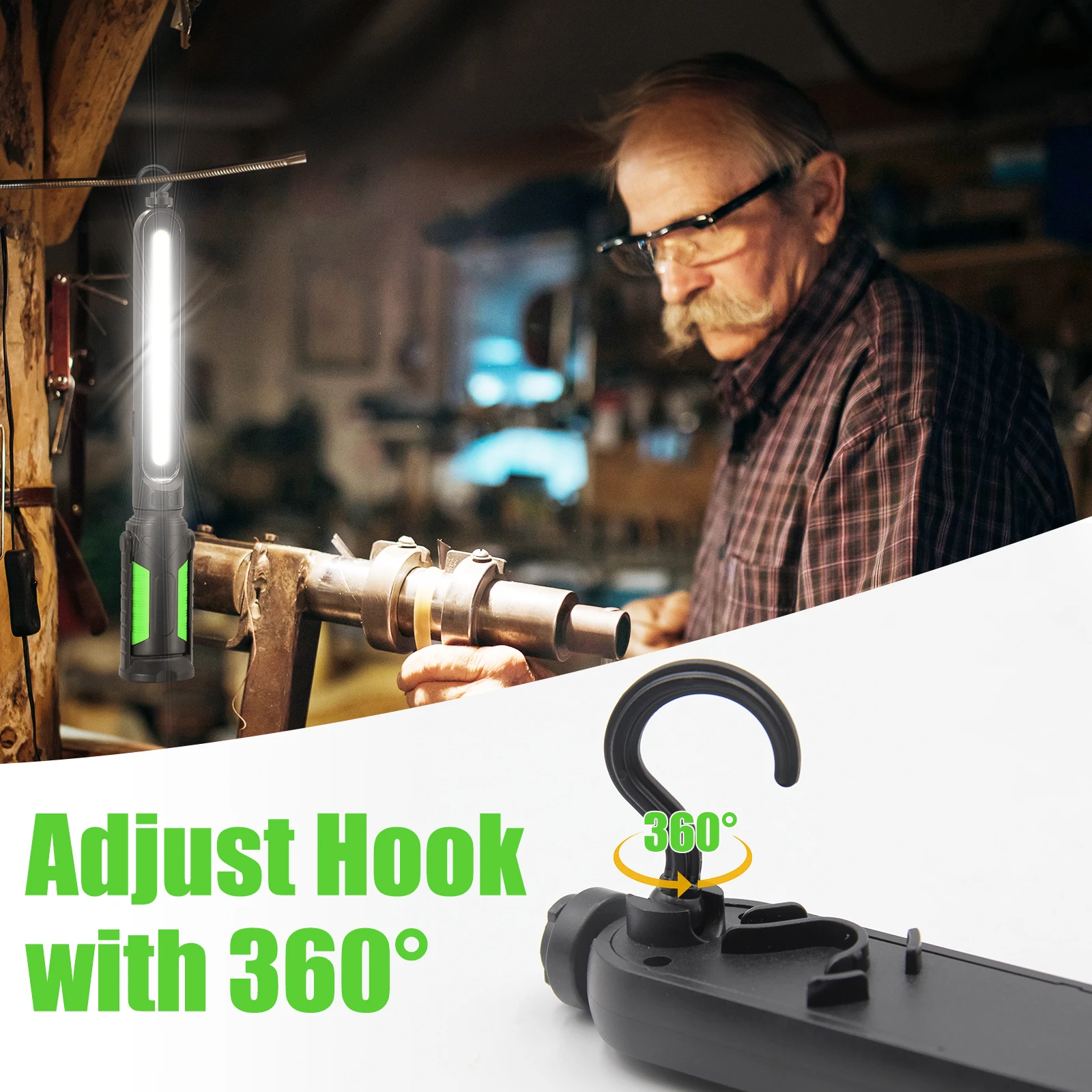 20W 1400LM Magnetic Suspension Two Pair COB Power Bank USB Rechargeable Hanging Working 4400mAh Work Light For Car Repair