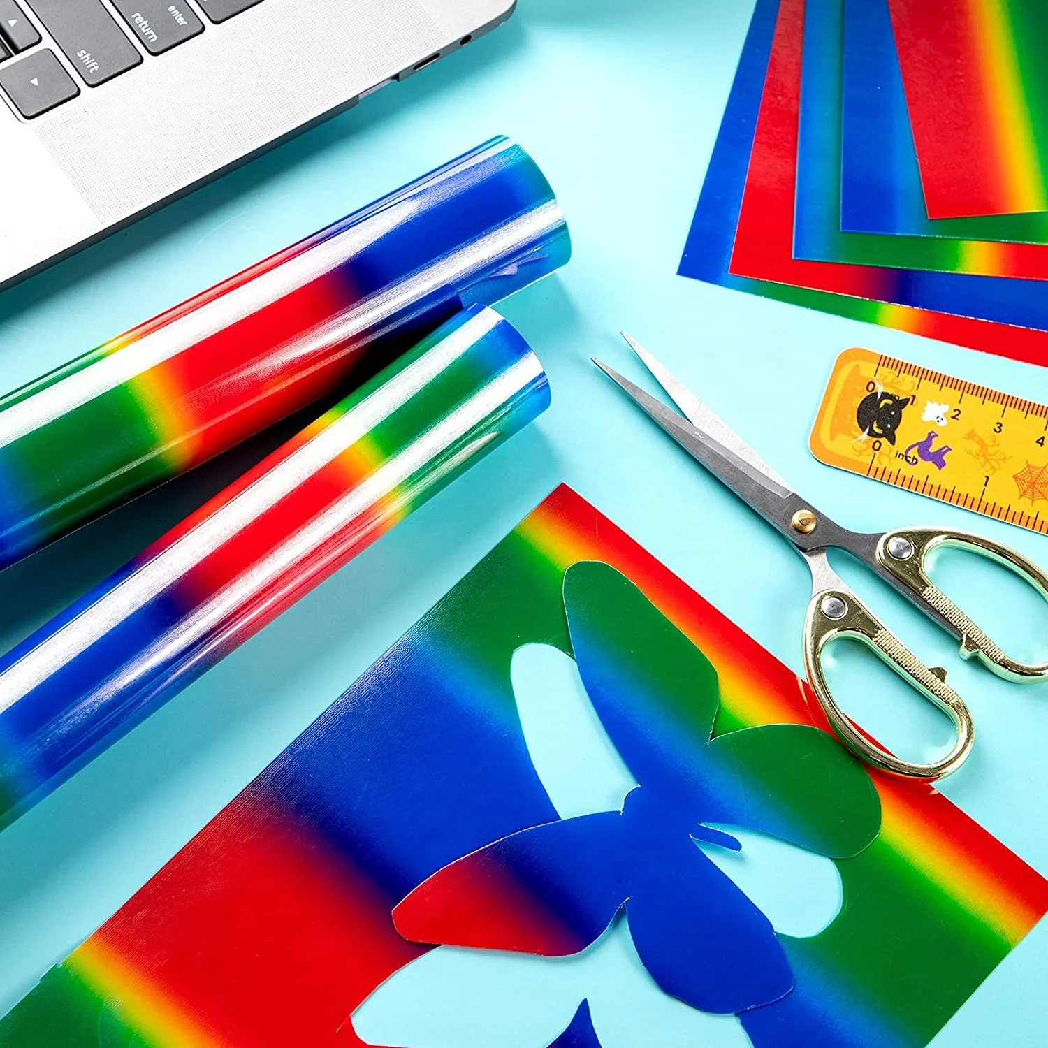 MENGQI Vinyl Paper Heat Transfer PU Heat Transfer Rainbow Cricut Vinyl