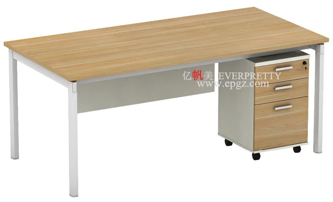 School Office Furniture Wooden Strong Metal Frame Iron Tube Teacher Use Desk with Cabinet