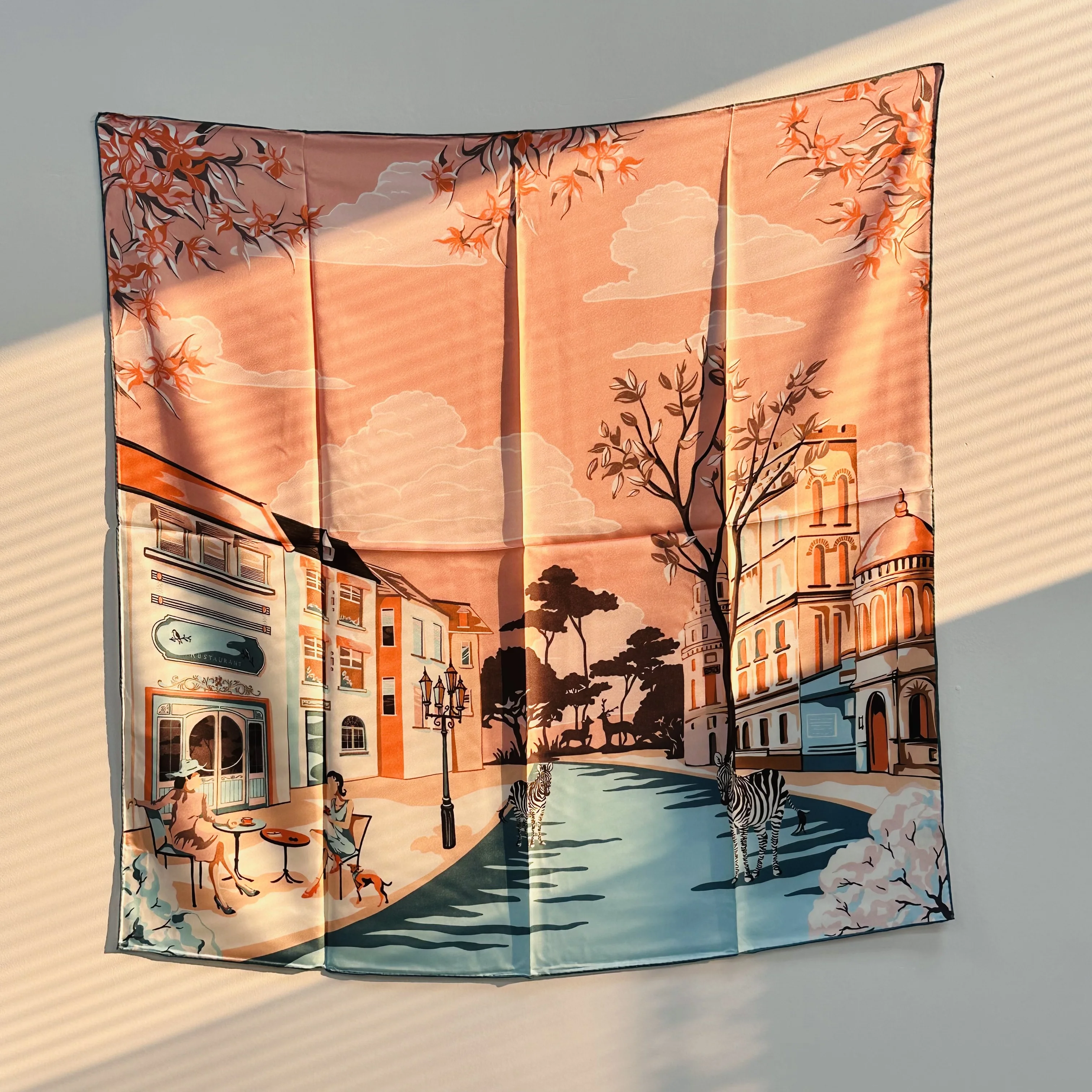 Factory Manufacturing 100 Pure Silk Women Square Printed Silk Scarves Customized Girl Style Packing