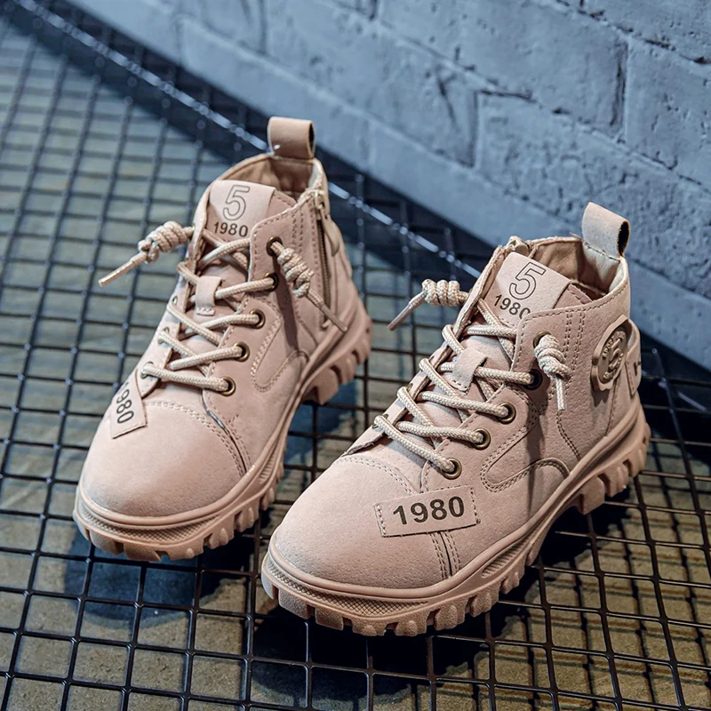 Winter High Top Unisex Lace Up Anti Slip Boy Toddler Boots Casual Shoes Hot Selling Waterproof Children Martin Boots