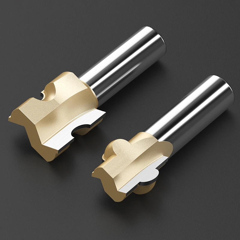HUHAO 2pcs/set Joint Mortise Tenon Router Bits For Woodworking Glue Half Round Stitching bit Floor T mortis CNC Milling Cutter