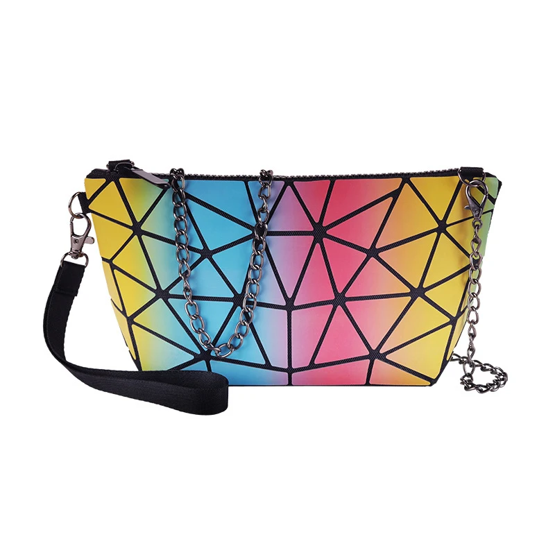 high light brand Japan luminous fashion women shoulder bags geometry female large capacity chameleon reflective ladies handbags