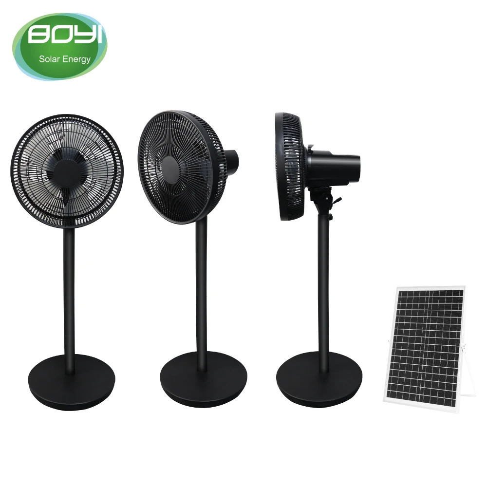solar power 16 inch 12 inch vertical fan solar stand fan with panel