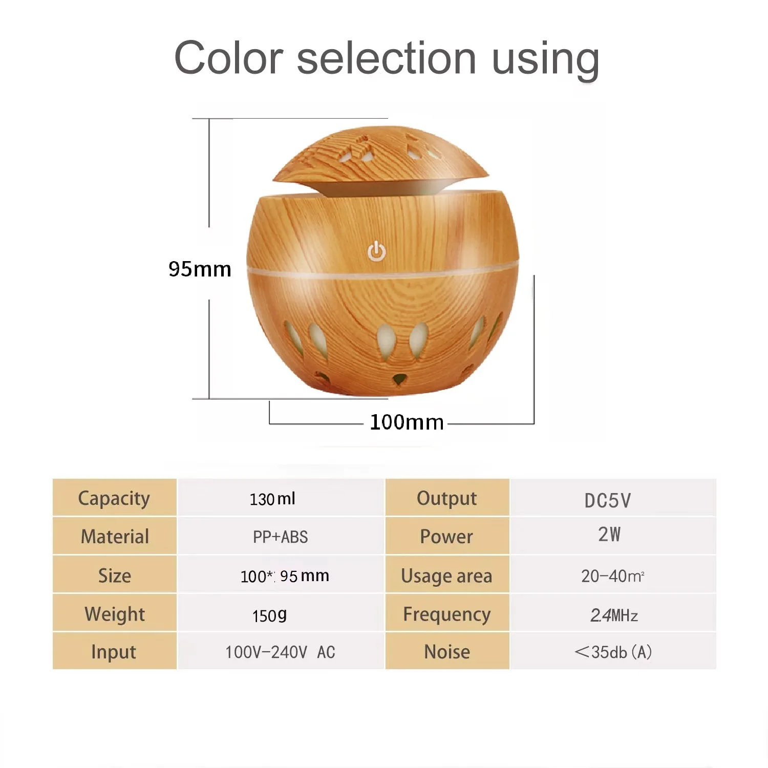 Mini Humidifier Essential Oil Diffuser Factory Ultrasonic Aroma Diffuser 300ml Wood Grain Humidifier USB LED Light