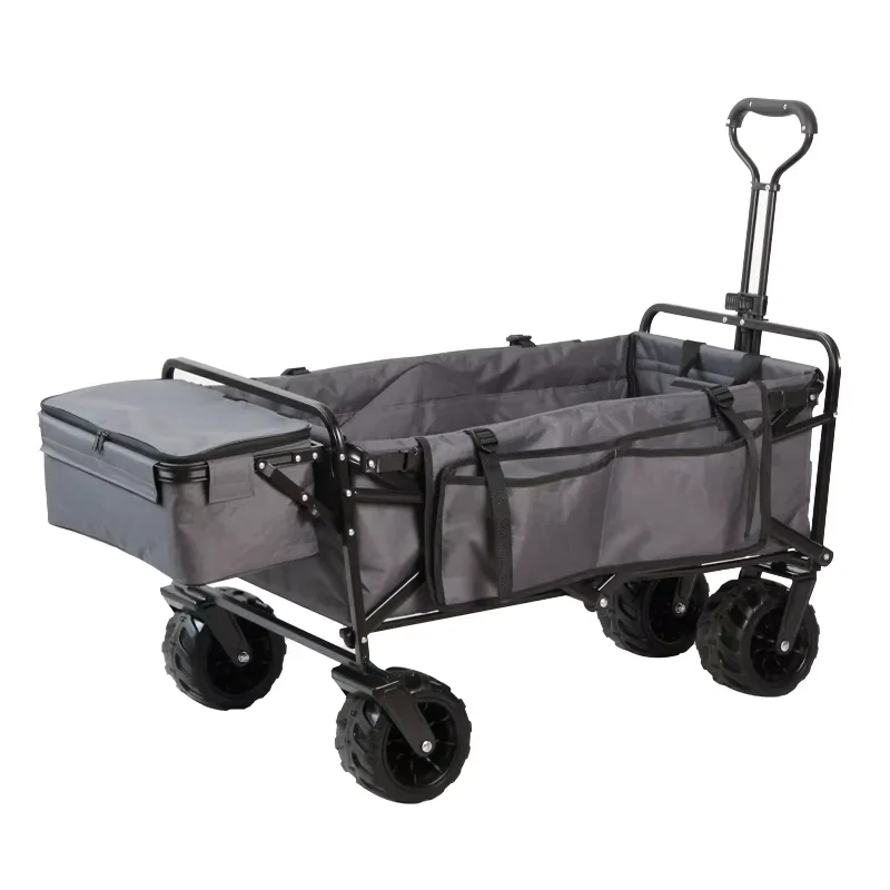Large Capacity Volume Trolley With Tank Wheel Double Brakes And Bearing 2 In 1 Beach Wagon Folding Camping Cart