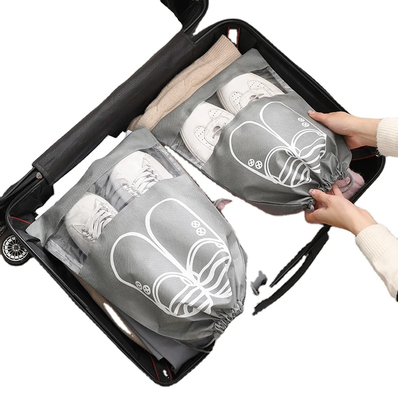 Custom Waterproof Portable Shoe Bag for Travel,Large Shoes Pouch Packing Organizers,Non-Woven Shoe Bag