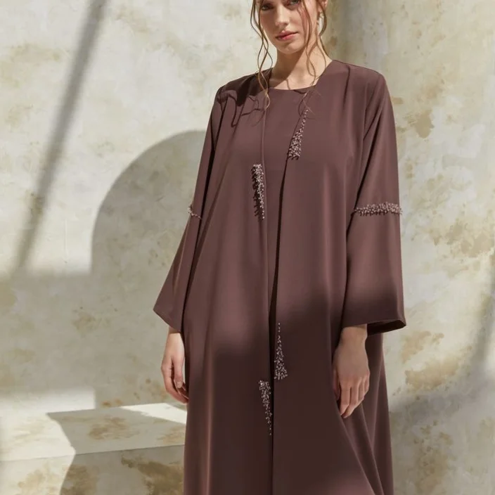 clothing manufacturers custom abaya MODERN DUBAI Eid Beads Embroidery Elegant Muslim High End Nida Abaya