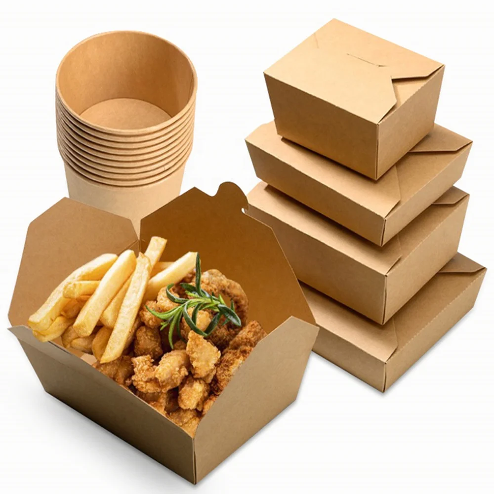 Takeaway French Fries Paper Box Food Packaging Custom Chicken Wing Burger Kraft Boxes Take Out Fast Food Box Container