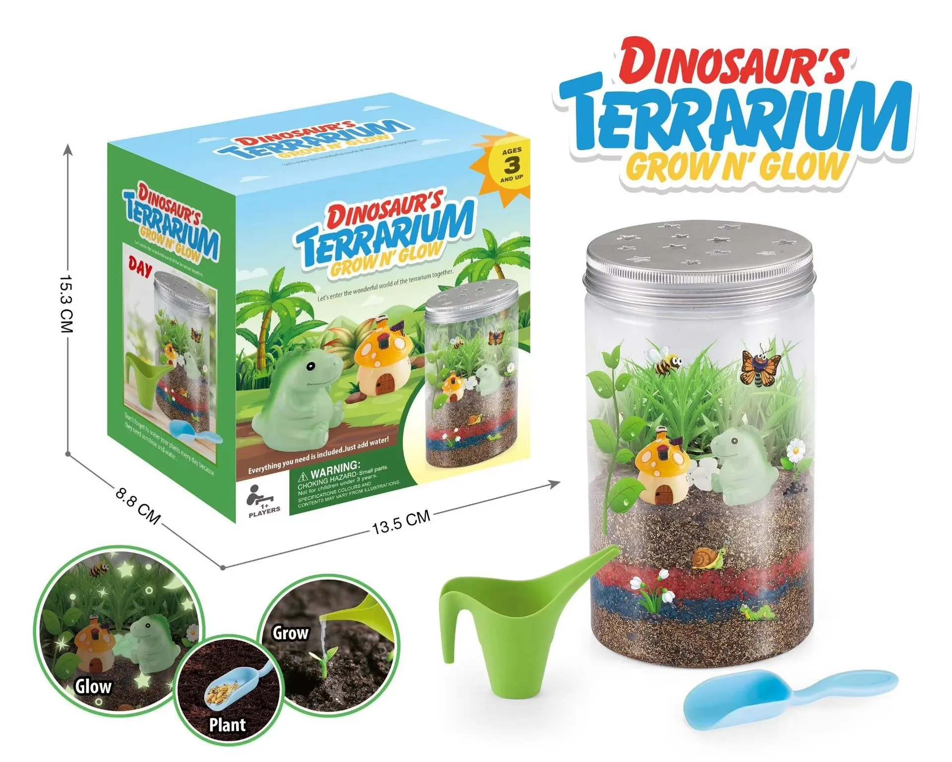 Factory Wholesale Indoor Potted Plants Grow Toys Dinosaur Grass Mud Horse Planting Jar Diy Terrarium Kit for Kids