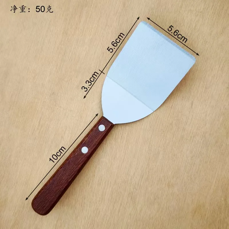 F2551Stainless steel cake scoop Solid wood handle scalding shovel Cookie scoop Eel scoop