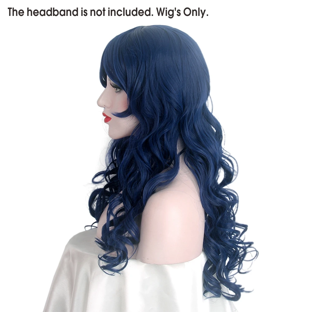 Corpse Bride Anime Cosplay Wigs Long Wave Dark Blue Synthetic Hair Wig
