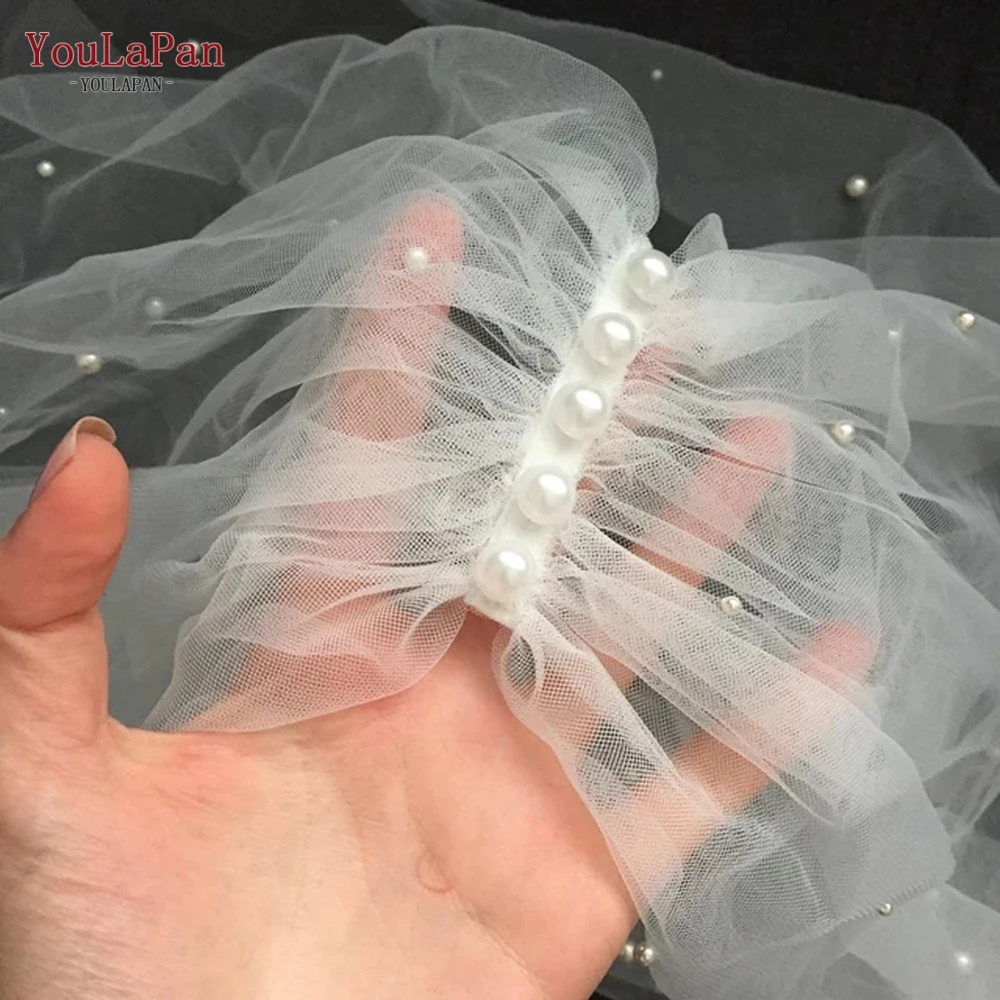 YouLaPan VG73 Ladies Soft Mesh Pearl Shoulder Decoration Party Accessories Bridal Dress Off Shoulder Tube Top Bolero