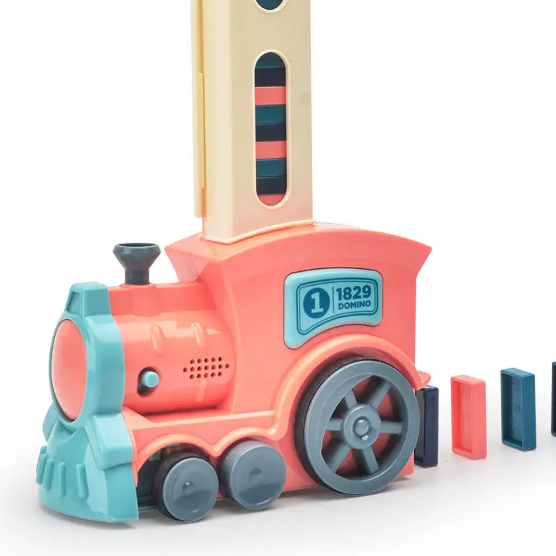 Wood Train Toys Set  Montessori Educational Wooden Train Track Toy Children Gifts  Electric Automatic Domino Train Toy