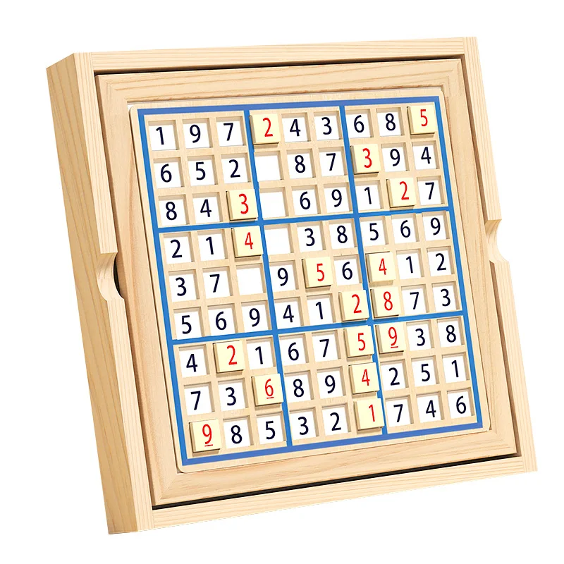 Wooden Sudoku Board Game With Drawer 100 Sudoku Puzzles For Adults Brain Teaser Desktop Toys