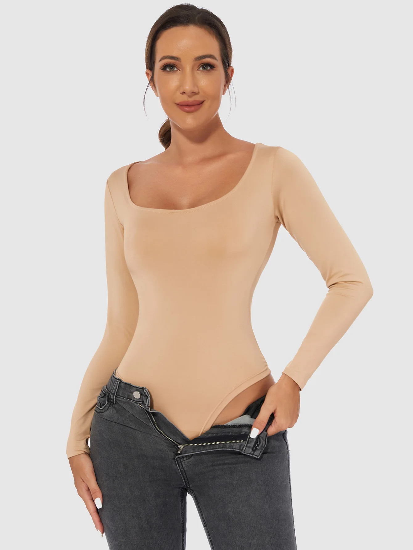 Пользовательские бесшовные XS-3XL для похудения с длинным рукавом боди стринги плюс размер Корректирующее белье