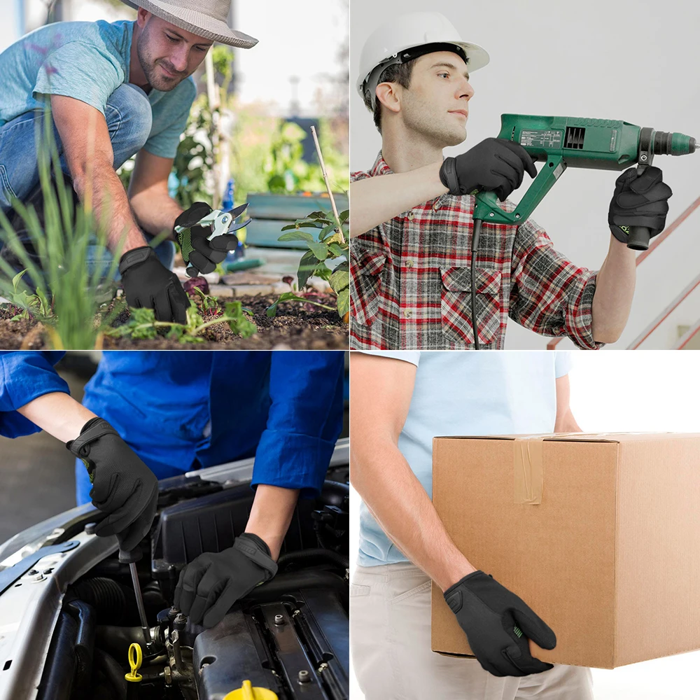 OZERO Work Gloves for Men Touchscreen Mechanic Gloves Flex Grip Non slip Palm Working Glove for Tactical Mechanic Hunting