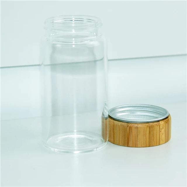 100ml 100cc Transparent Glass Bottle with Bamboo Lid Decoration Gift Wishing Bottle Lovely Fashionable and Simple Free Shipping