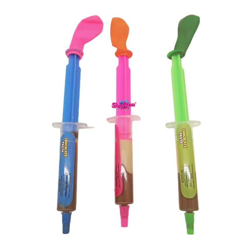 Novelty Creative Sweets And Chocolates Candy Injection Needle Shaped  With Balloon Toy